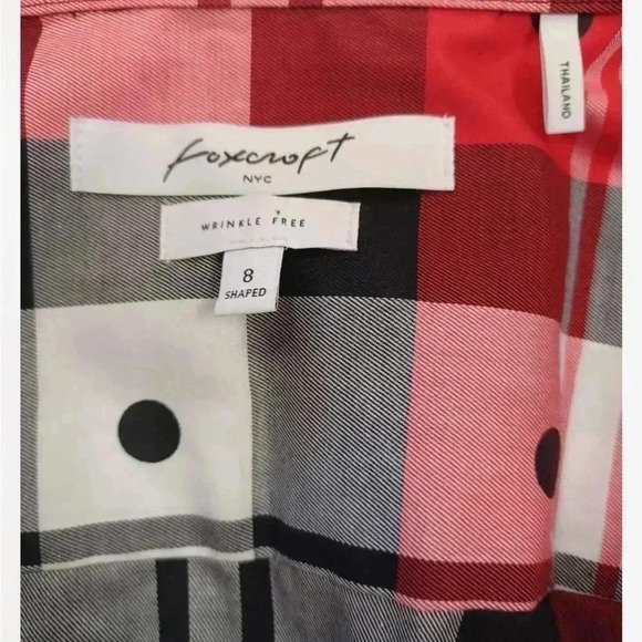 Foxcroft Plaid Wrinkle Free Button Down Top Size 8 - Picture 7 of 9